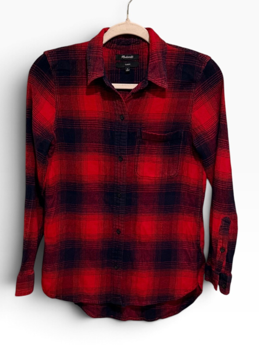 Madewell Red and Black Plaid Button-Down Shirt